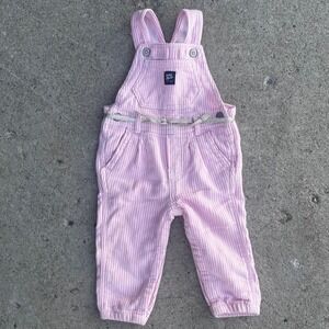 Baby Bgosh Pink White Hickory Stripe no Overalls Toddler 12M Glitter Belt